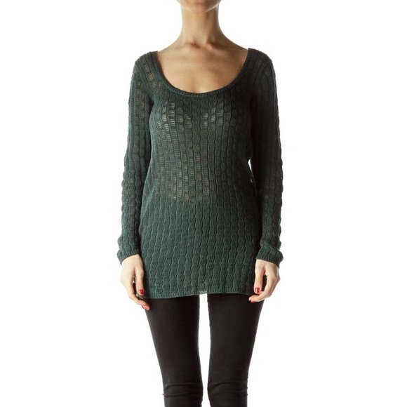 Erica Tanov Sweaters - Erica Tanov Green Knitted Long Sleeve Sweater